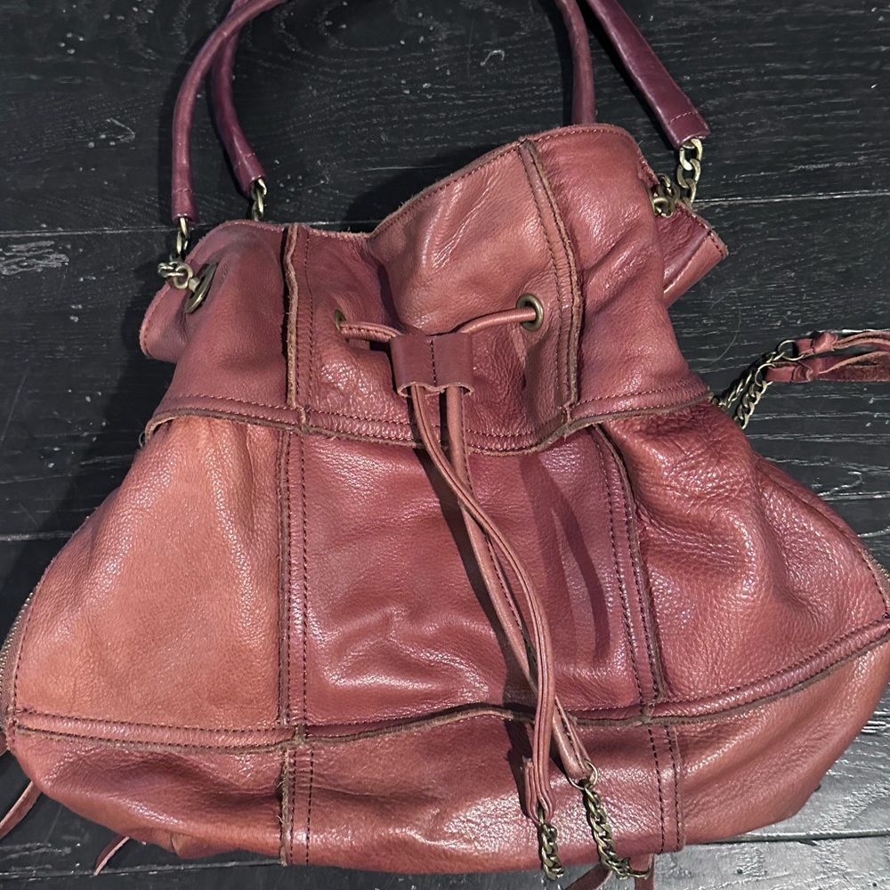 Women's Lucky Brand Leather Drawstring Bucket Bag